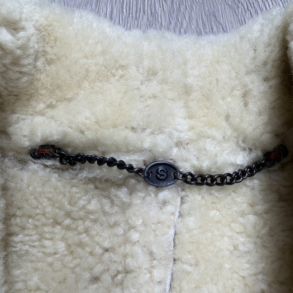 Vintage 1980's Sheepskin Shearling Long Coat Women's Small Hugo Buscati Rare!! - Picture 6 of 16